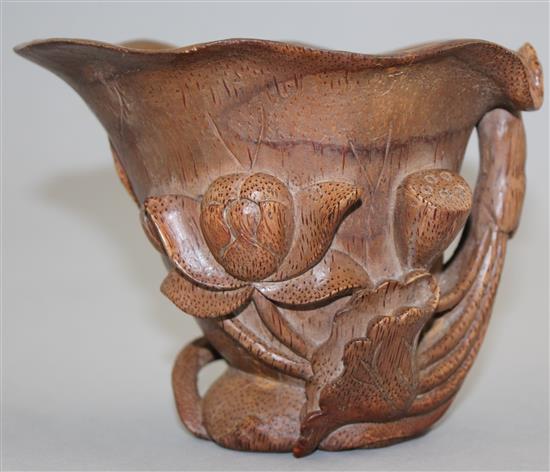 A Chinese bamboo libation cup, 10.5cm